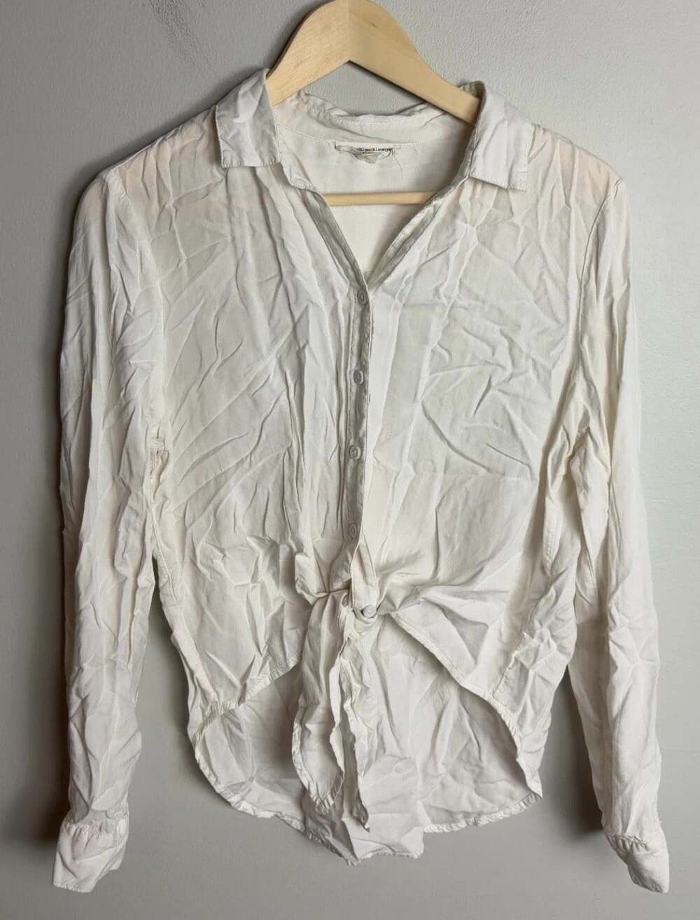Beachlunchlounge Collection White Long Sleeve Tie-Front Blouse Size Large Womens